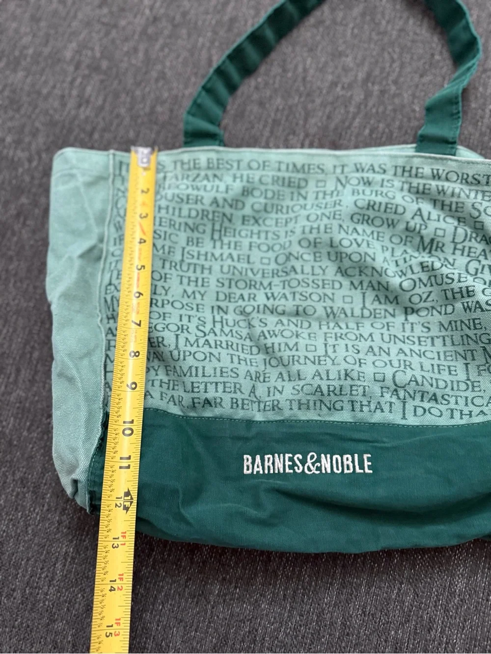 Barnes & Noble Two-Tone Green Canvas Tote retro embroidered classic